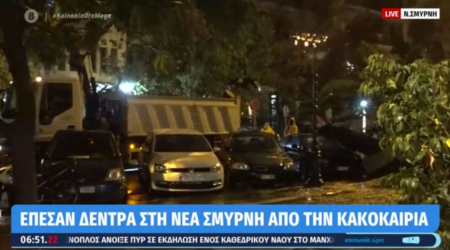 Κακοκαιρία στην Αττική: Έπεσαν δέντρα στη Νέα Σμύρνη – Καταπλακώθηκε αυτοκίνητο – ΒΙΝΤΕΟ