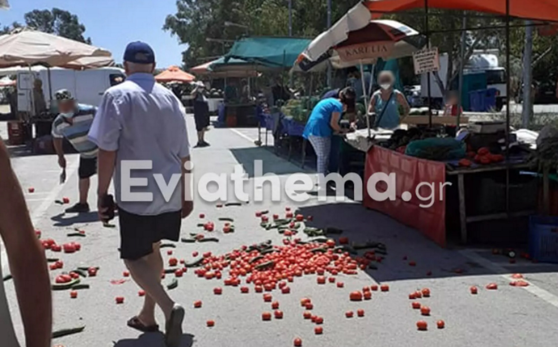 Χαμός on camera σε λαϊκή αγορά μετά από έφοδο του ΣΔΟΕ στην Ερέτρια – Πέταγε ντομάτες ο παραγωγός – ΒΙΝΤΕΟ